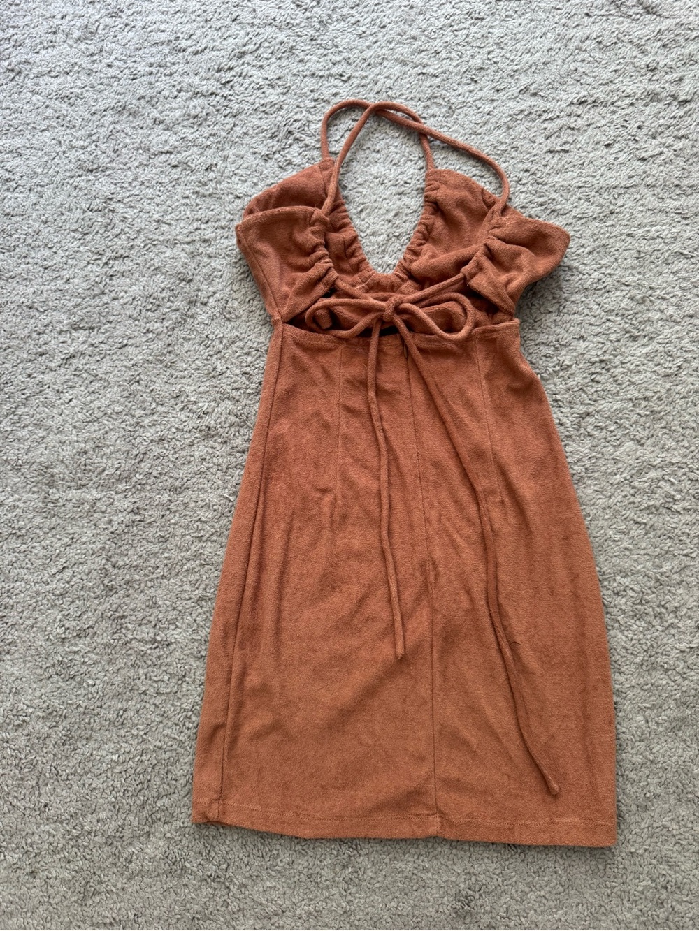 Princess Polly Tan Terry Halter Mini Dress - Picture 3 of 4